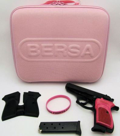 Buy Bersa Thunder 380 Breast Cancer Awareness Pistol Kit T380MPKIT, 380 ACP, 3.5 in, Pink Grip, Matte Black Finish, 7 Rd Online » Bersa Guns