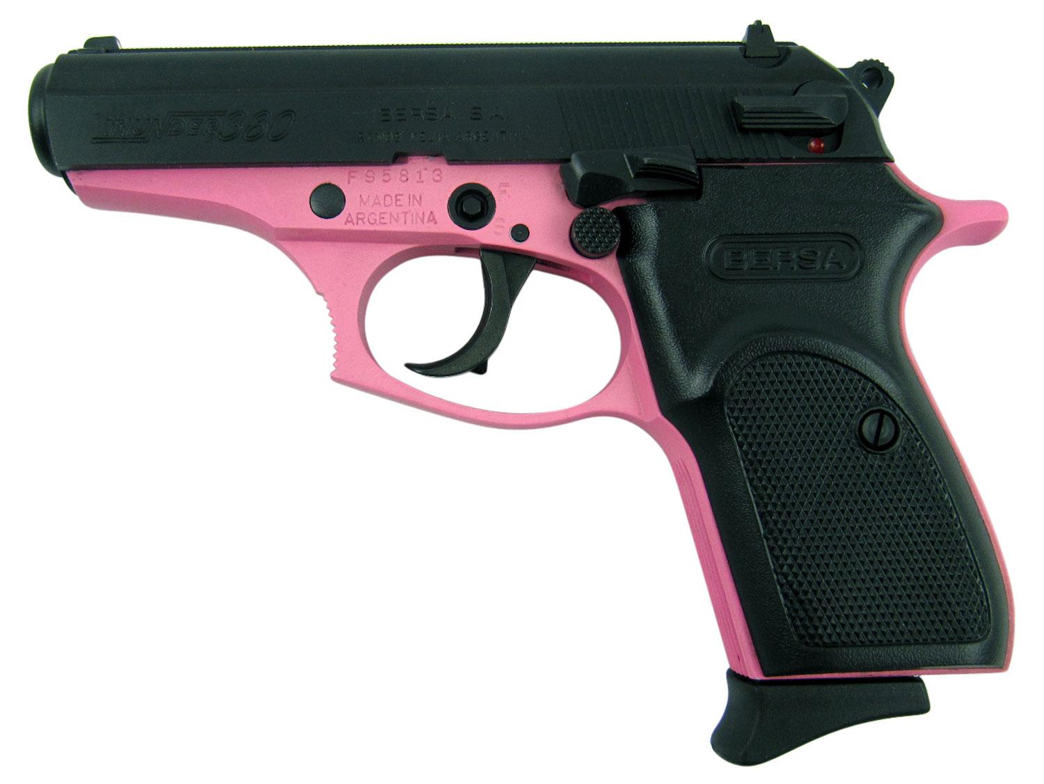 Buy Bersa Thunder 380 Pistol T380PNK8, 380 Automatic Colt Pistol ACP, 3.5", Black Polymer Grips, Pink Cerakote Finish, 8 Rds Online » Bersa Guns