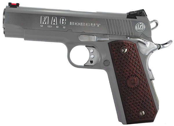 Buy MetroArms 1911 Bobcut Pistol M19BC45C, 45 ACP, 4.25 in, Aluminum w/MAC logo Grip, Stainless Finish, 8 Rd Online » Bersa Guns